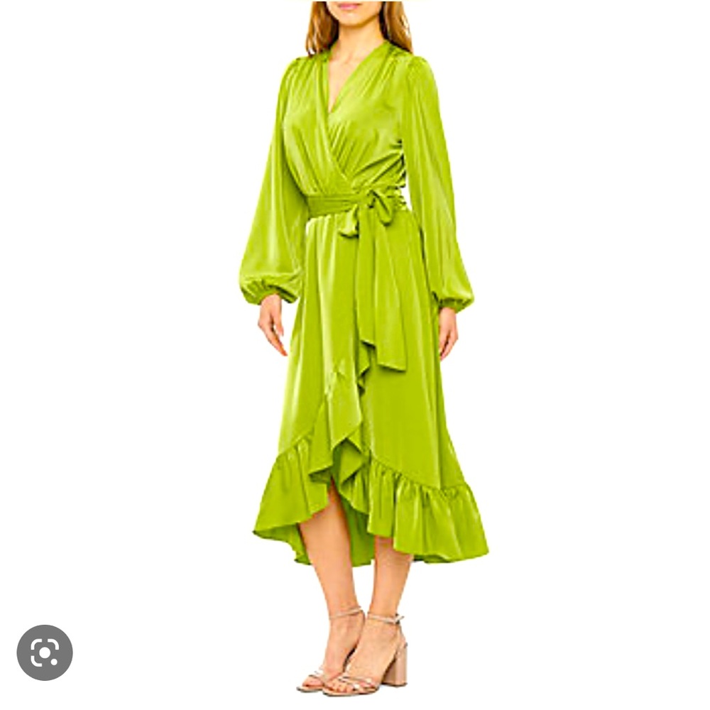 Ryegrass Long Sleeve High Low Wrap Dress